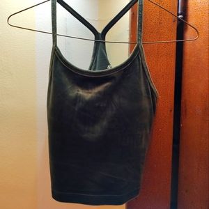 Dark Green, Velvet Crop Top